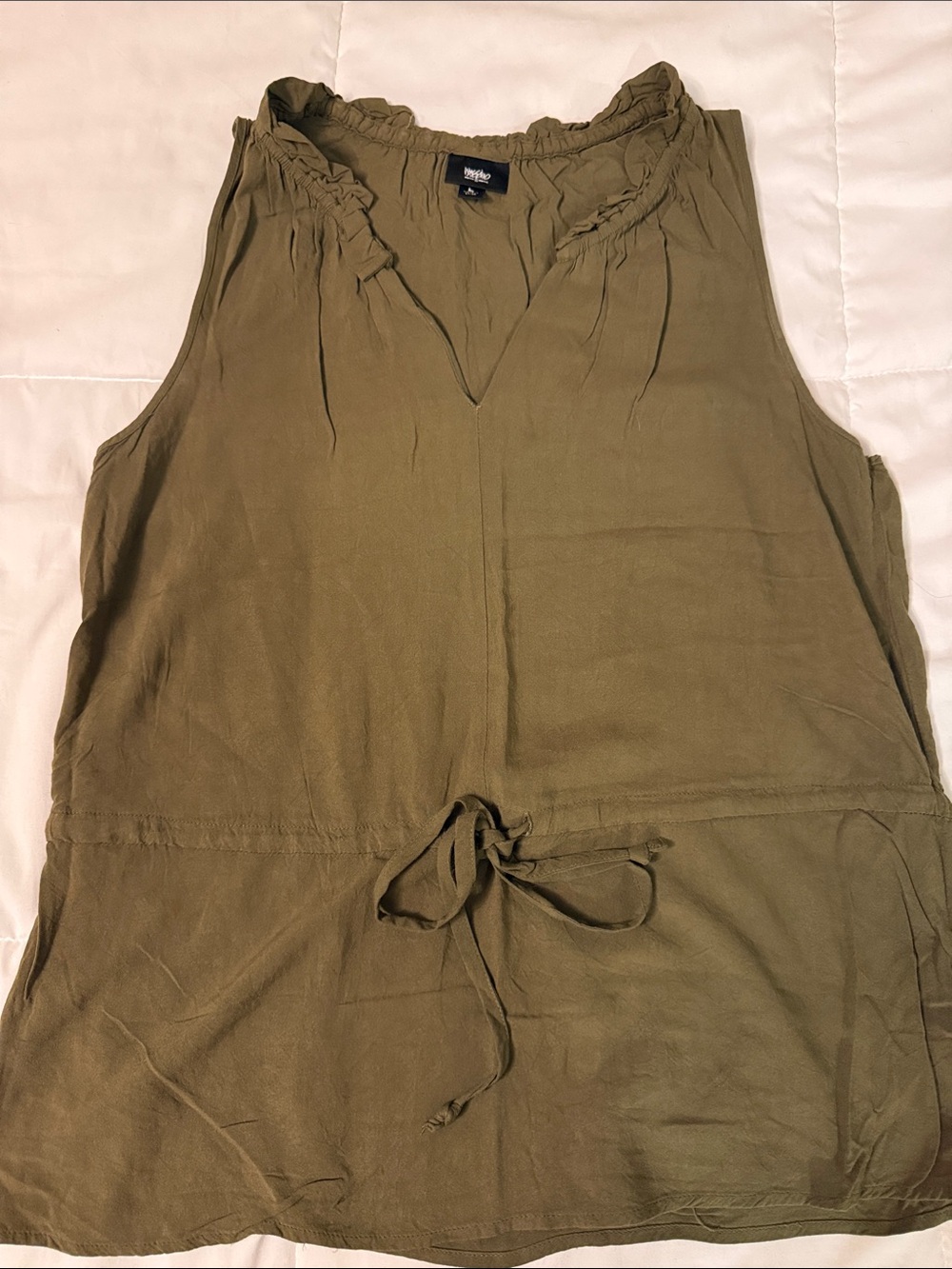 Mossimo Supply Co. Olive Sleeveless Drawstring Tank